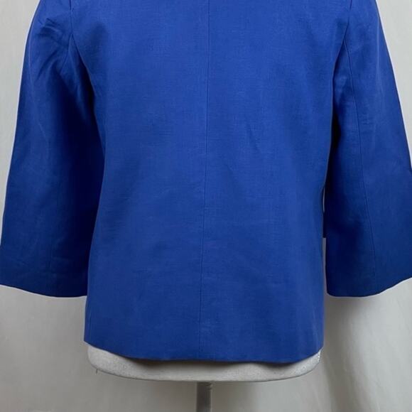 Talbots Cobalt Blue 100% Linen CottageCore Blazer Jacket NWOT Size 4 - Picture 6 of 11